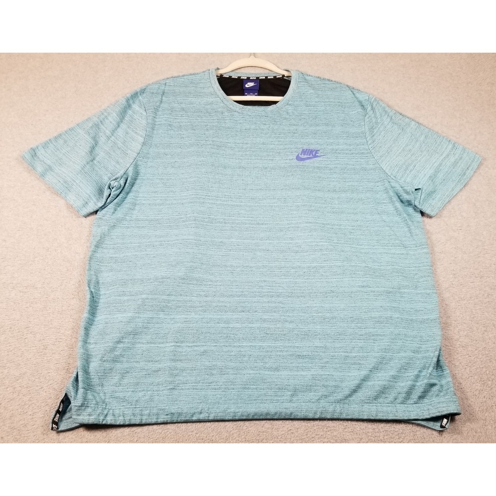Nike T-Shirt Mens XXL Blue Space Dye Short Sleeve Sportswear Logo Activewear Tee